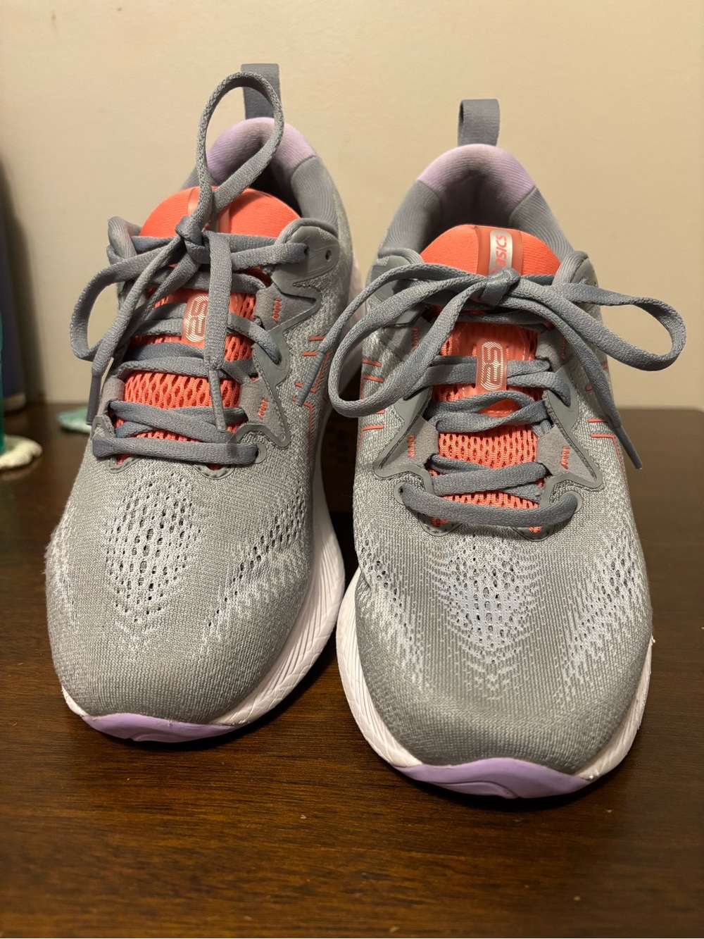 Asics Women's Gel Cumulus 25 Gray Running Shoes with Pink and Purple Accents - Picture 9 of 10
